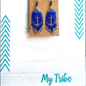 Artisan handmade beaded fringe earrings